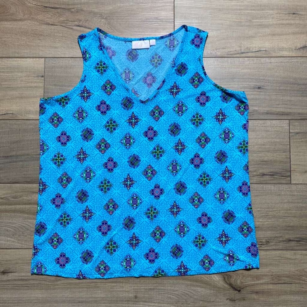 Belle By Kim Gravel Womens Medallion Print Slinky Fabric Tank Top‎ Size 1X